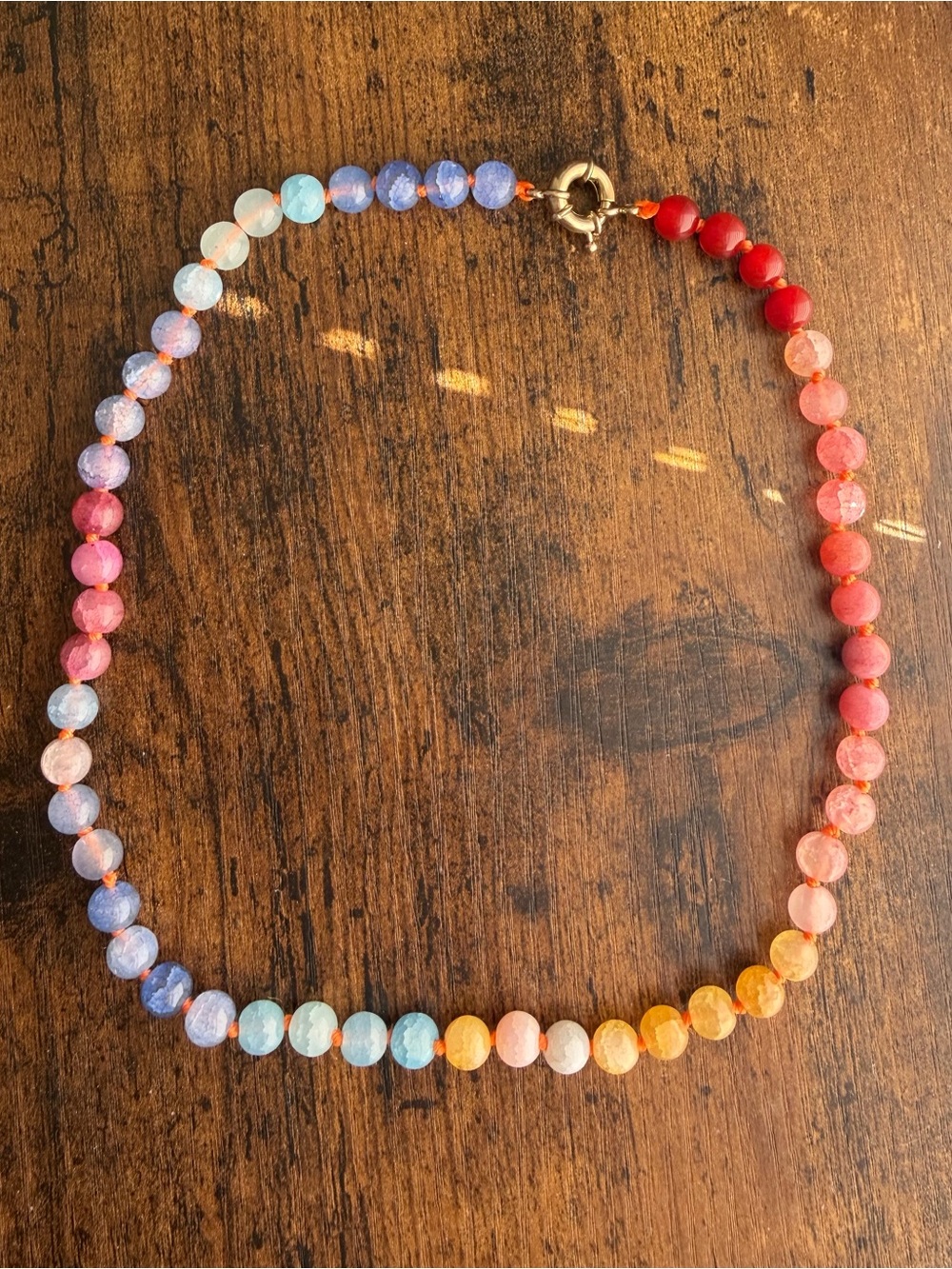Multicolor Beaded Women’s Necklace - Rainbow Gemstone Style